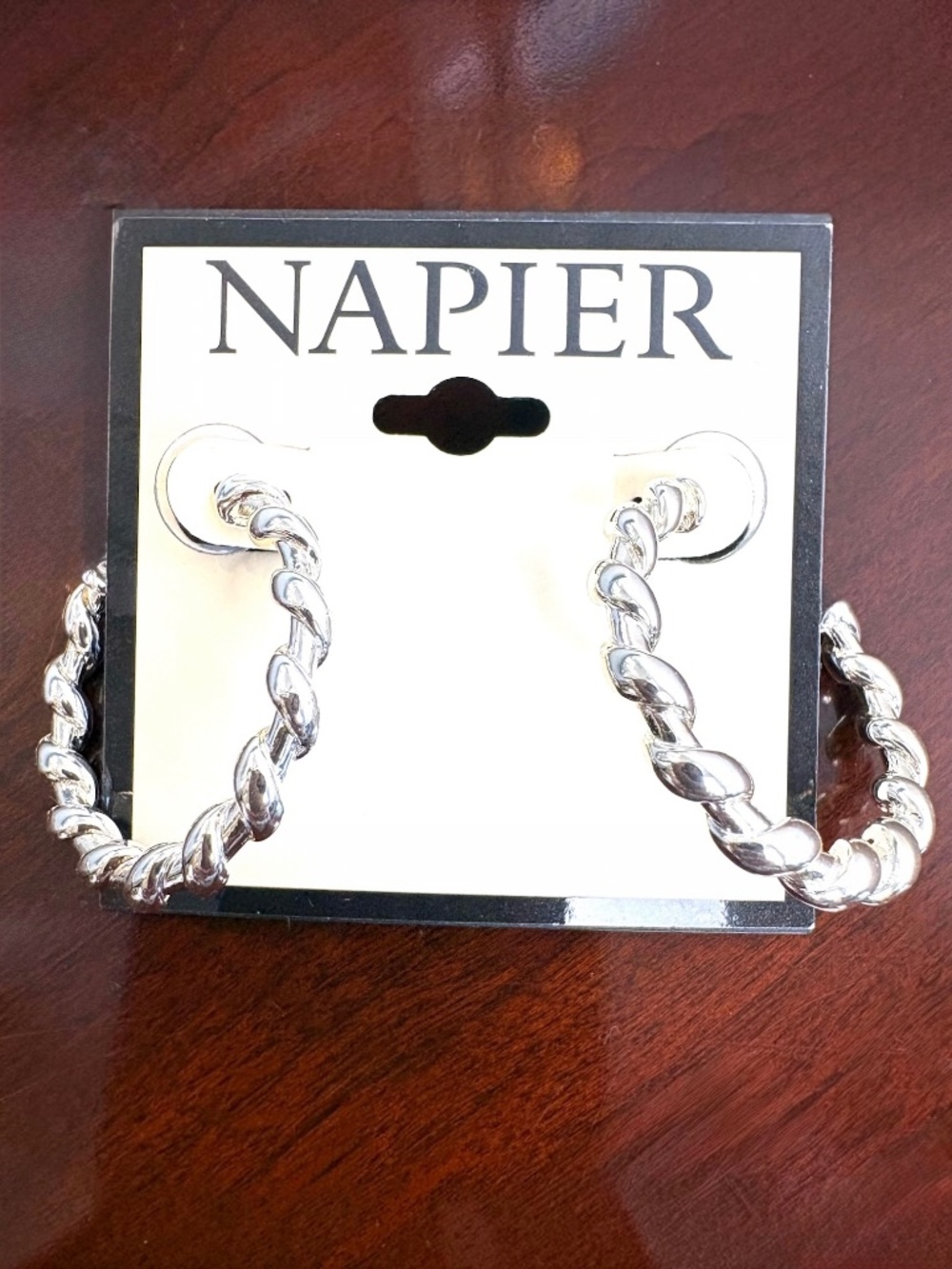 Napier Polished Silver Tone Hoop Earrings